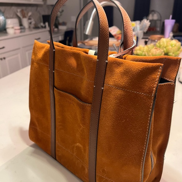 Fossil Carmen Tote Suede Tote Bag with Stripes - Picture 6 of 8